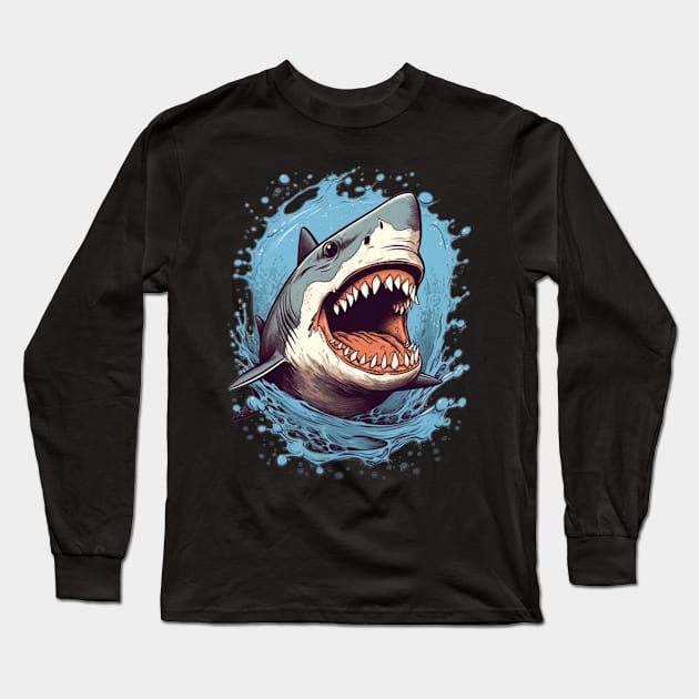 Shark Long Sleeve T-Shirt by Art ucef